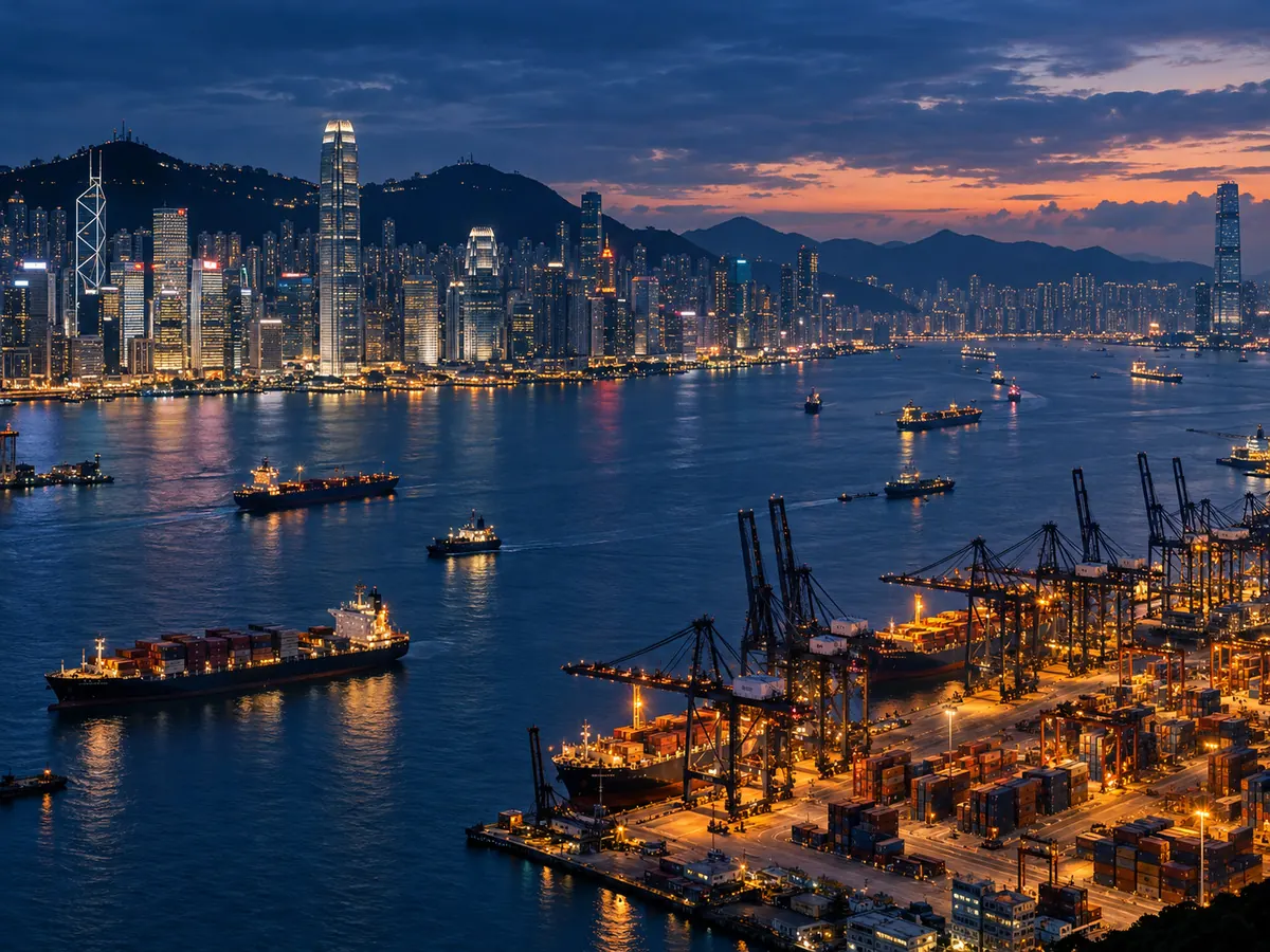 Ships in a busy Asian harbour. Illustrative image.