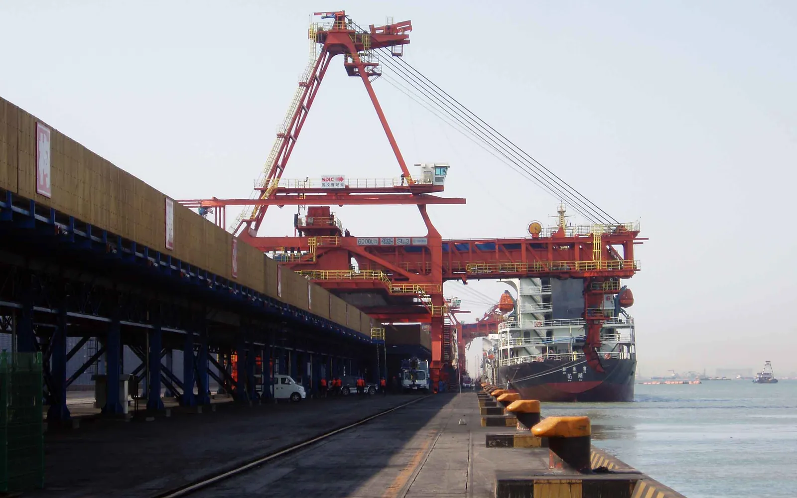 A ship loader at Caofeidian, one of the Bohai Sea coal ports.